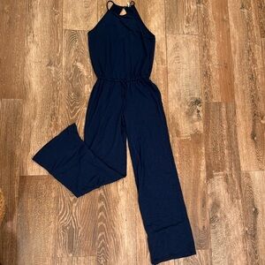 Lanston Blue Halter Jumpsuit